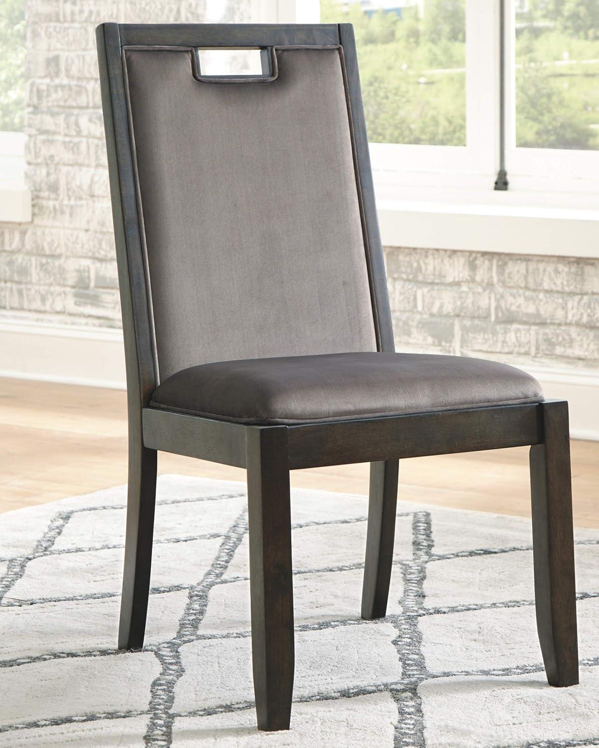 Gray Velvet Upholstered Parsons Side Chair with Wood Frame