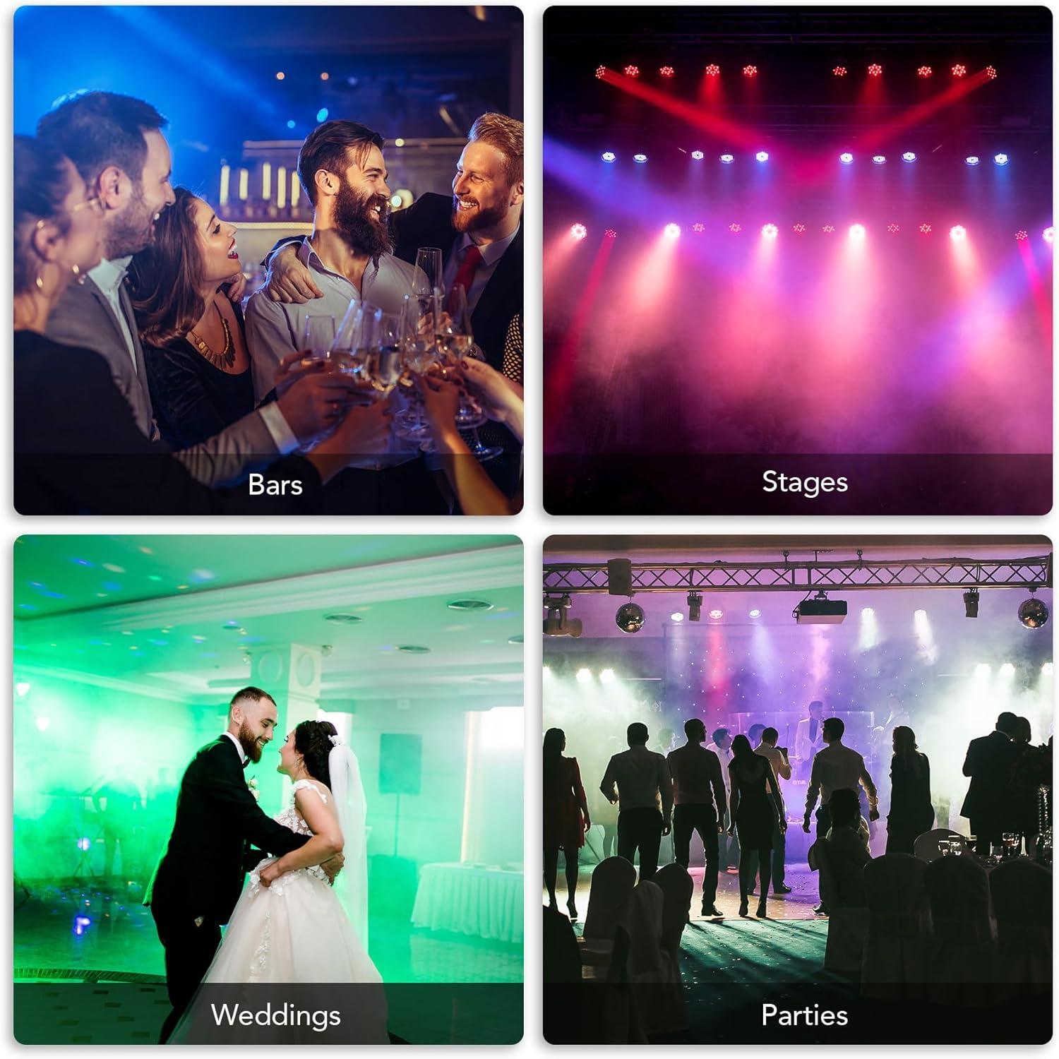 CO-Z Stage Lights 36 RGB LED Par Lights with Sound Activated Remote Control DJ Uplighting for Event Wedding Party Bar Club Music Stage Lighting, 2 Pack