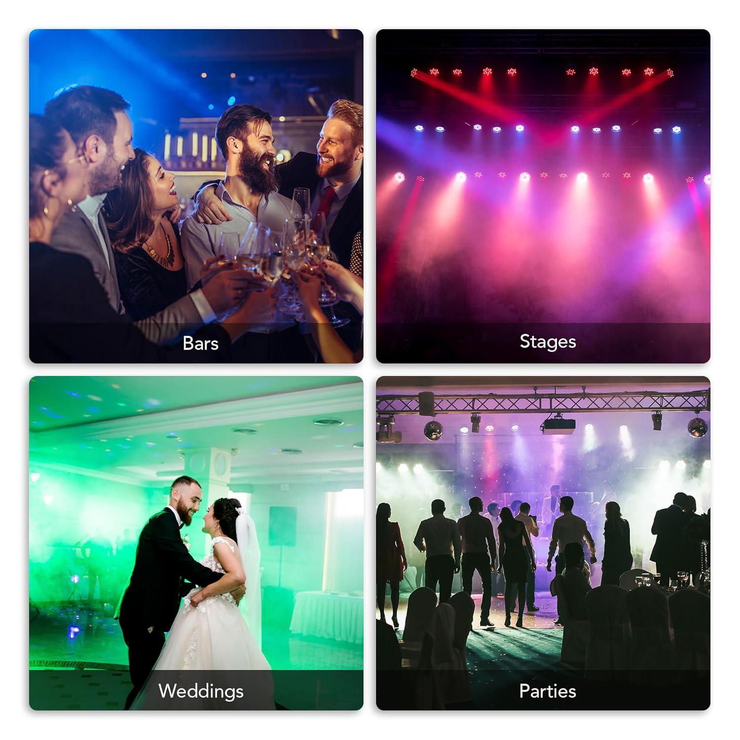 CO-Z Stage Lights 36 RGB LED Par Lights with Sound Activated Remote Control DJ Uplighting for Event Wedding Party Bar Club Music Stage Lighting, 2 Pack