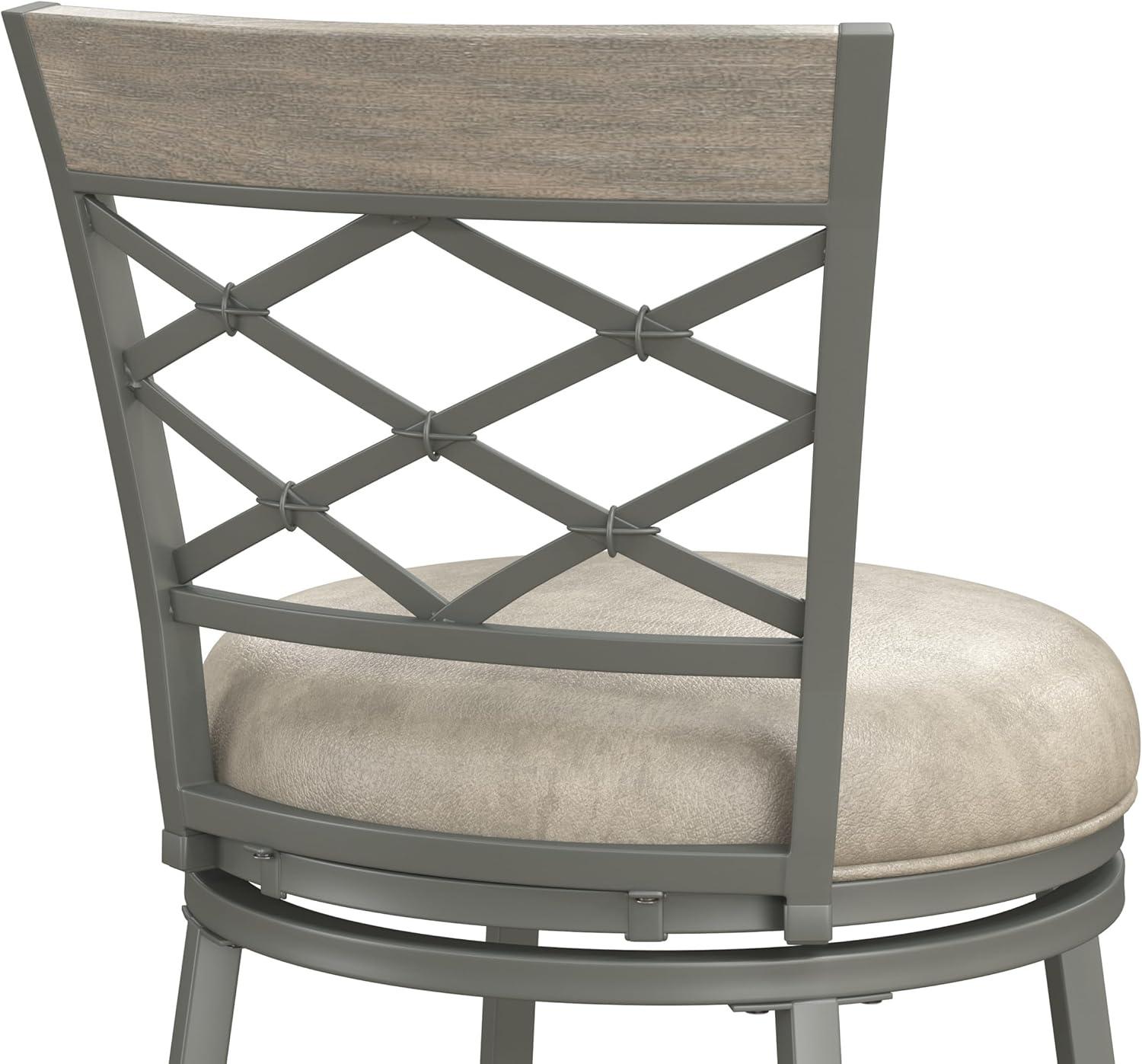 Hutchinson Metal Swivel Counter Height Barstool Pewter: 26" Seat, Weathered Gray Wood - Hillsdale Furniture