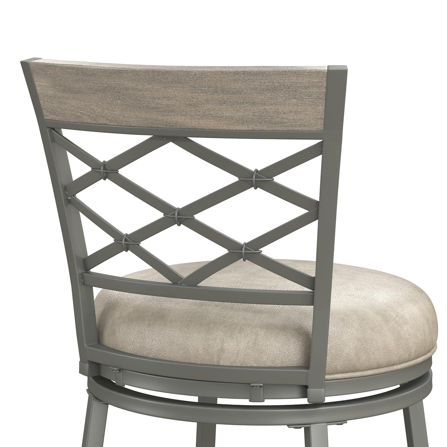 Hutchinson Metal Swivel Counter Height Barstool Pewter: 26" Seat, Weathered Gray Wood - Hillsdale Furniture