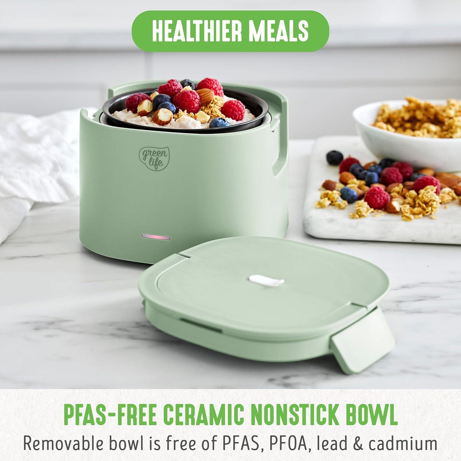 GreenLife GreenLife 20oz Electric Lunch Box Food Warmer, PFAS & PFOA-Free Ceramic, Portable, Removable Bowl