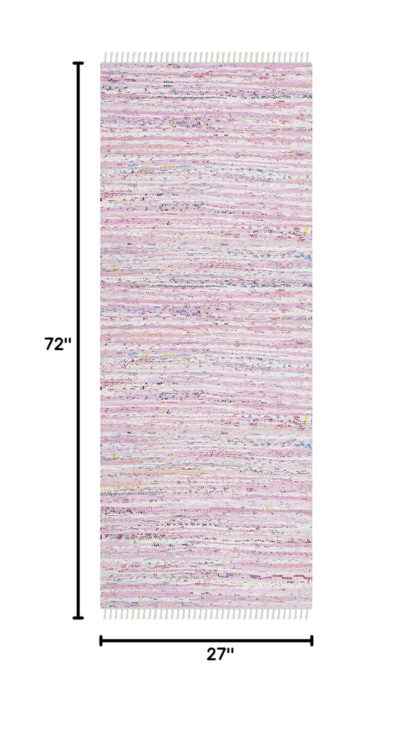 Rag Rug RAR125 Hand Woven Indoor Runner Rug - Light Pink/Multi - 2'3"x6' - Safavieh.