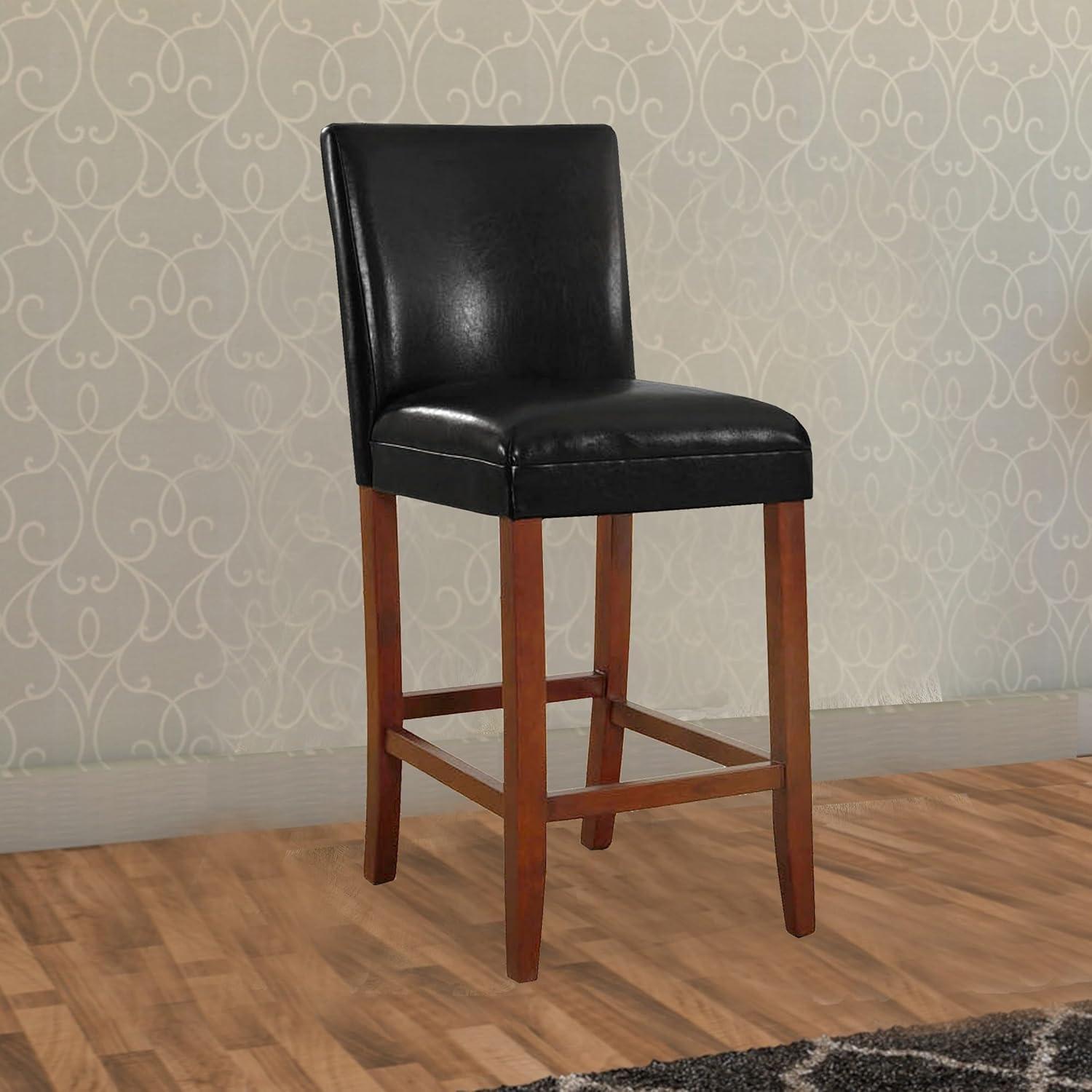 24" Faux Leather Luxury Counter Height Barstool - HomePop