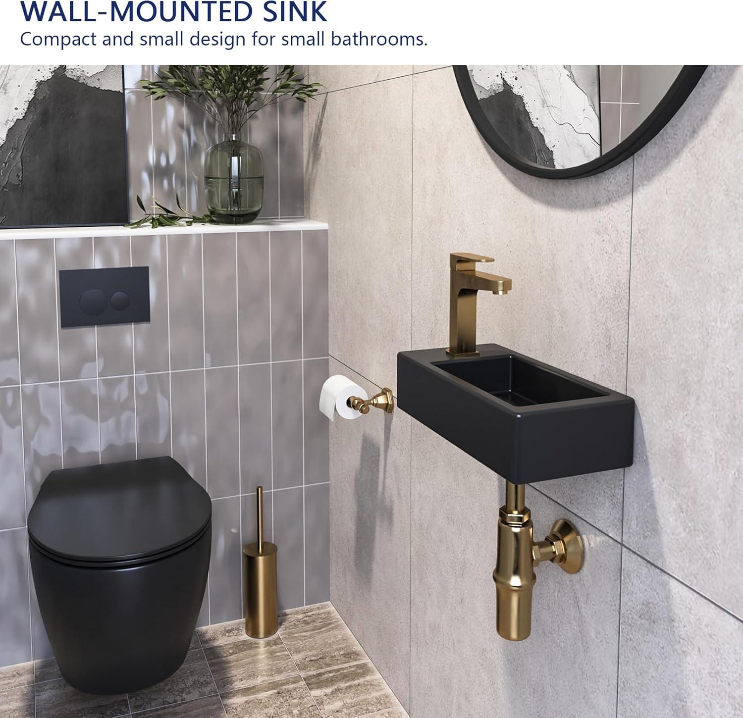 Liberty 14.57'' x 7'' Vitreous China Rectangular Wall Mount Bathroom Sink with Left Faucet Hole for Small Space