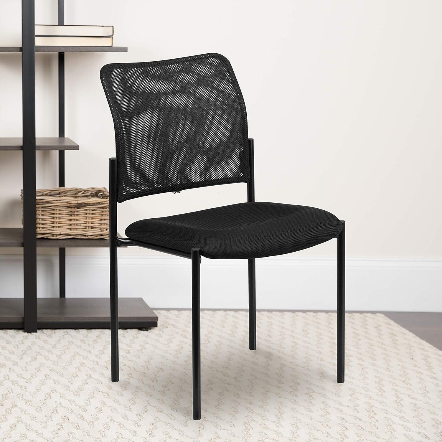 Flash Furniture Comfort Black Mesh Stackable Steel Side Chair