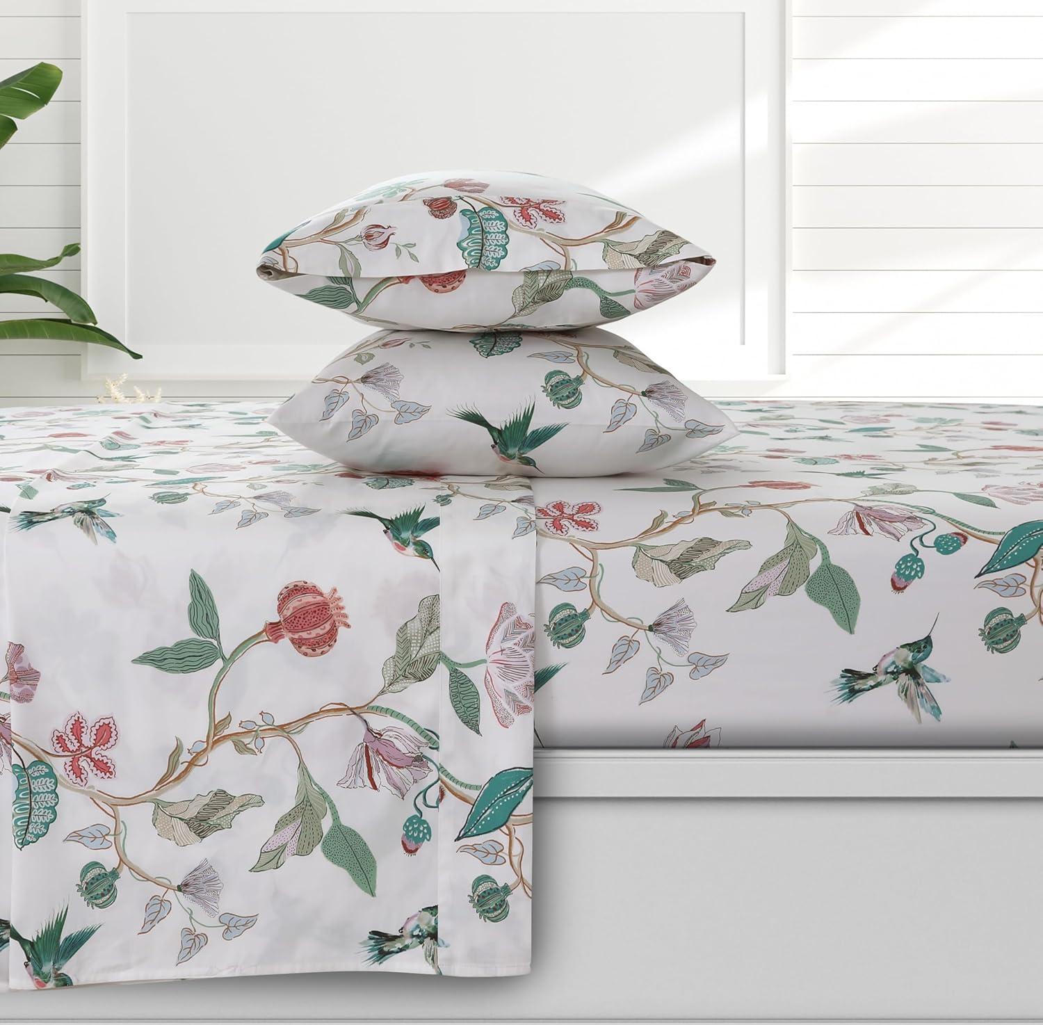 Tribeca Living Twin Selena 300 Thread Count Organic Cotton Extra Deep Pocket Sheet Set: Azores Home, Sateen Weave, OEKO-TEX Certified