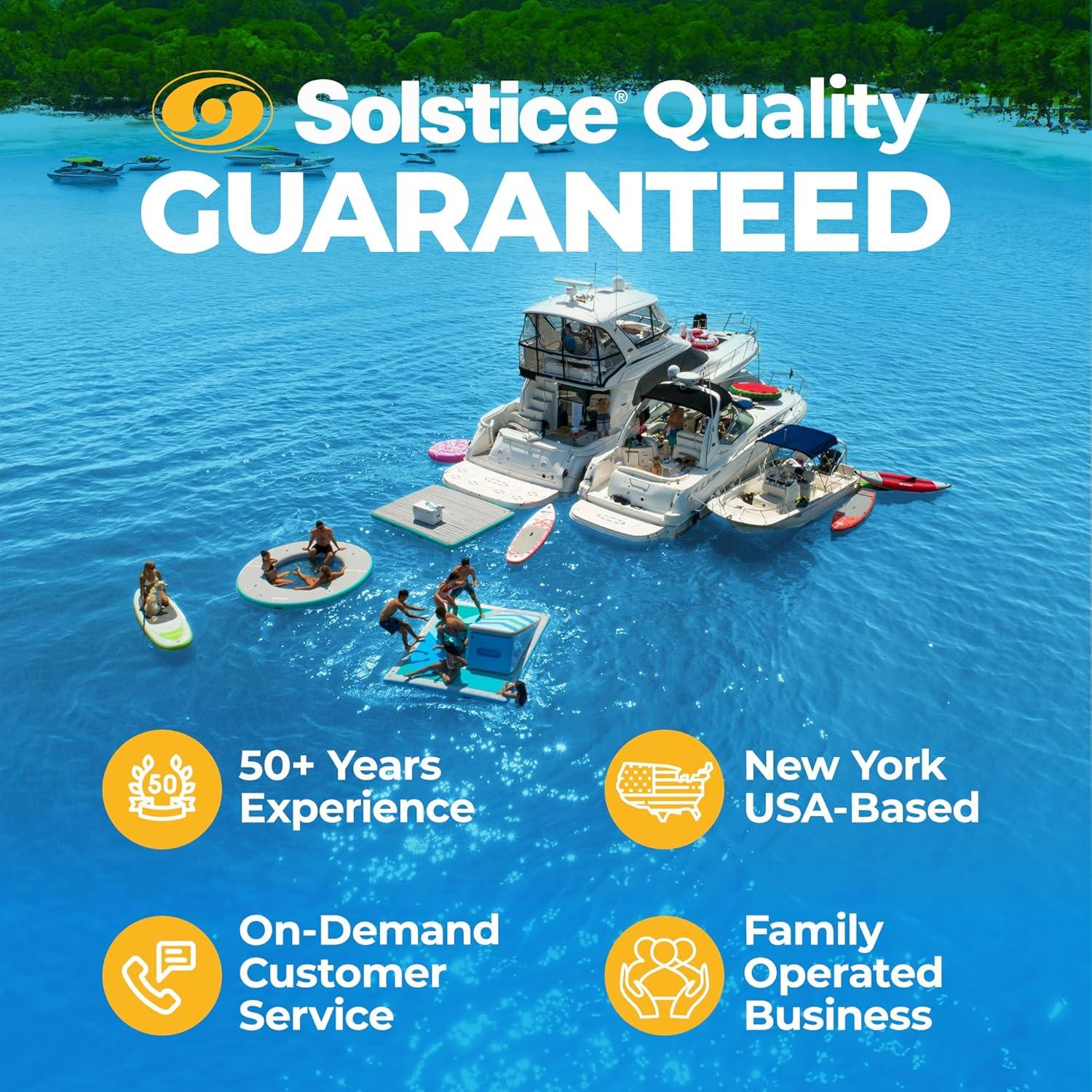 Solstice 10 Foot x 8 Foot Inflatable Convertible Floating Slide Dock Water Lounger Platform with Pump and Storage Bag for Lakes, Pools, and Rivers