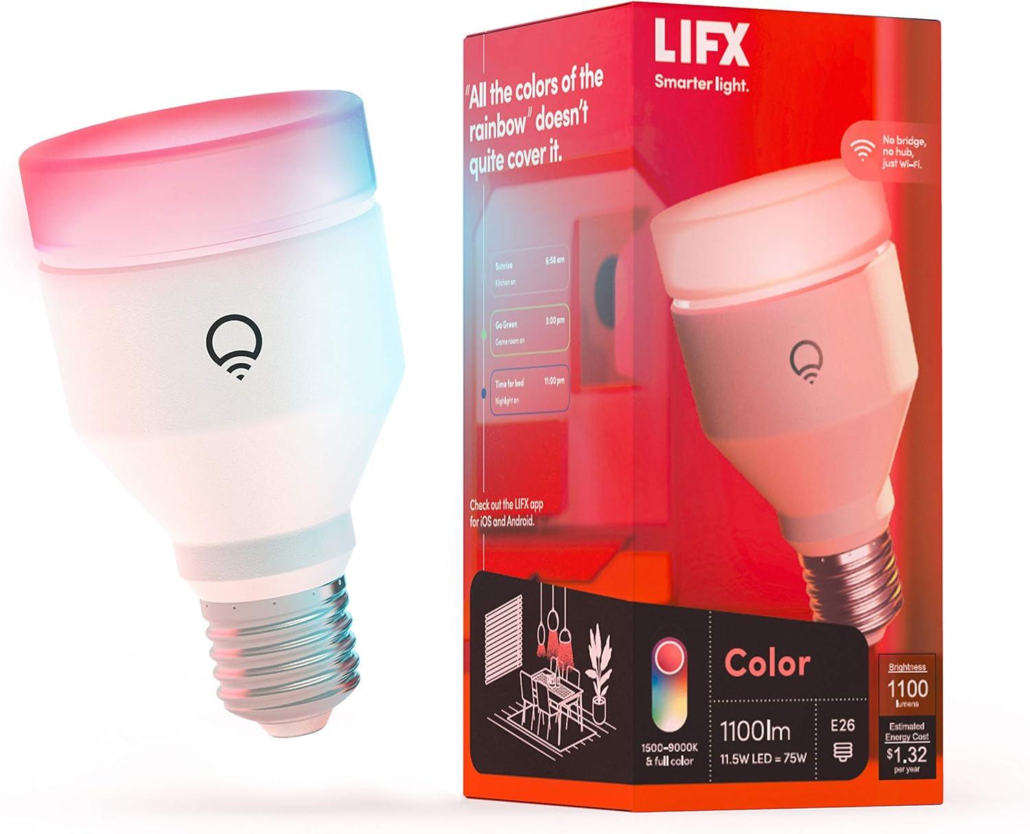 LIFX 1100 Lumens Multicolor Wi-Fi Smart LED Light Bulb