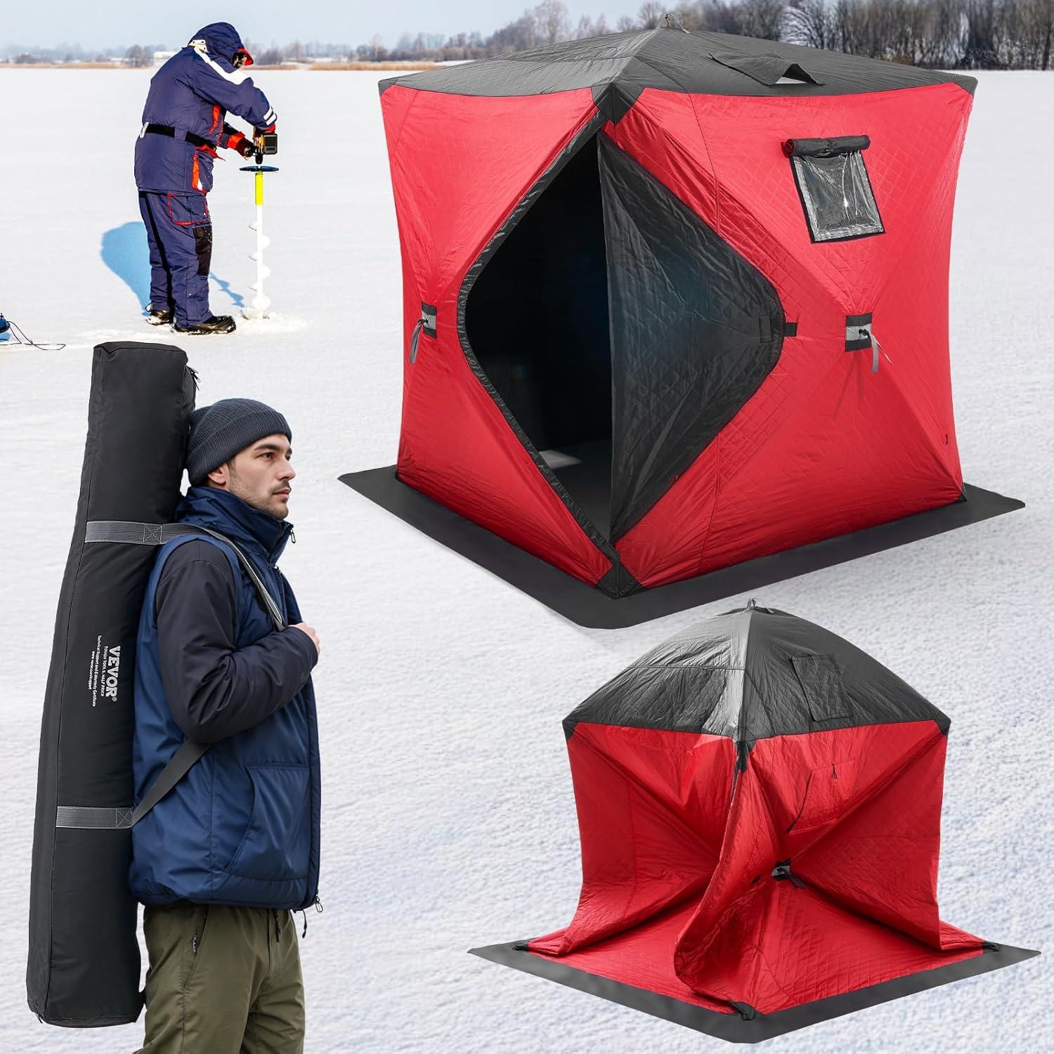 3-4 Person Ourdoor Portable Ice Shelter Pop-Up Ice Fishing Shanty Tent