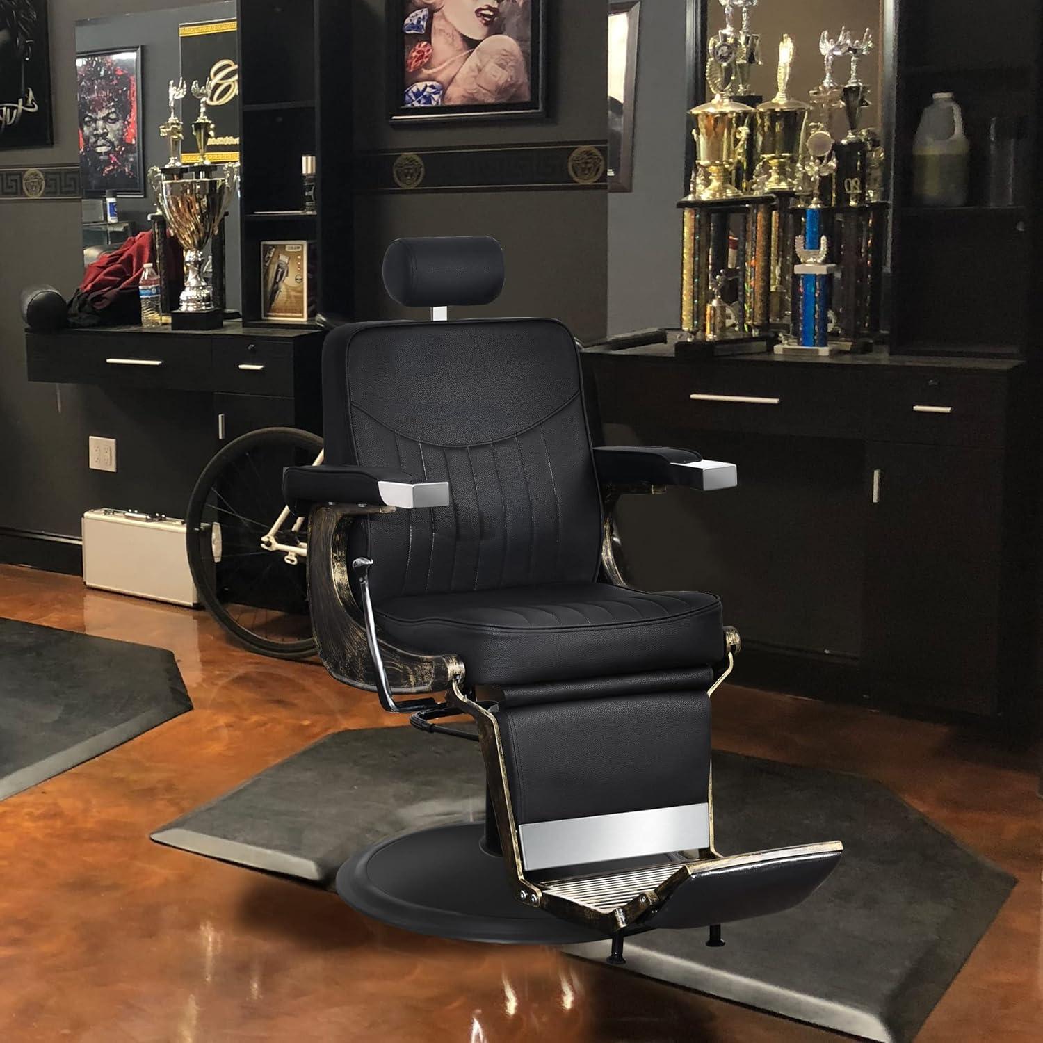 BarberPub Vintage Hydraulic Recline Beauty Salon Spa Barber Chair Black 2905