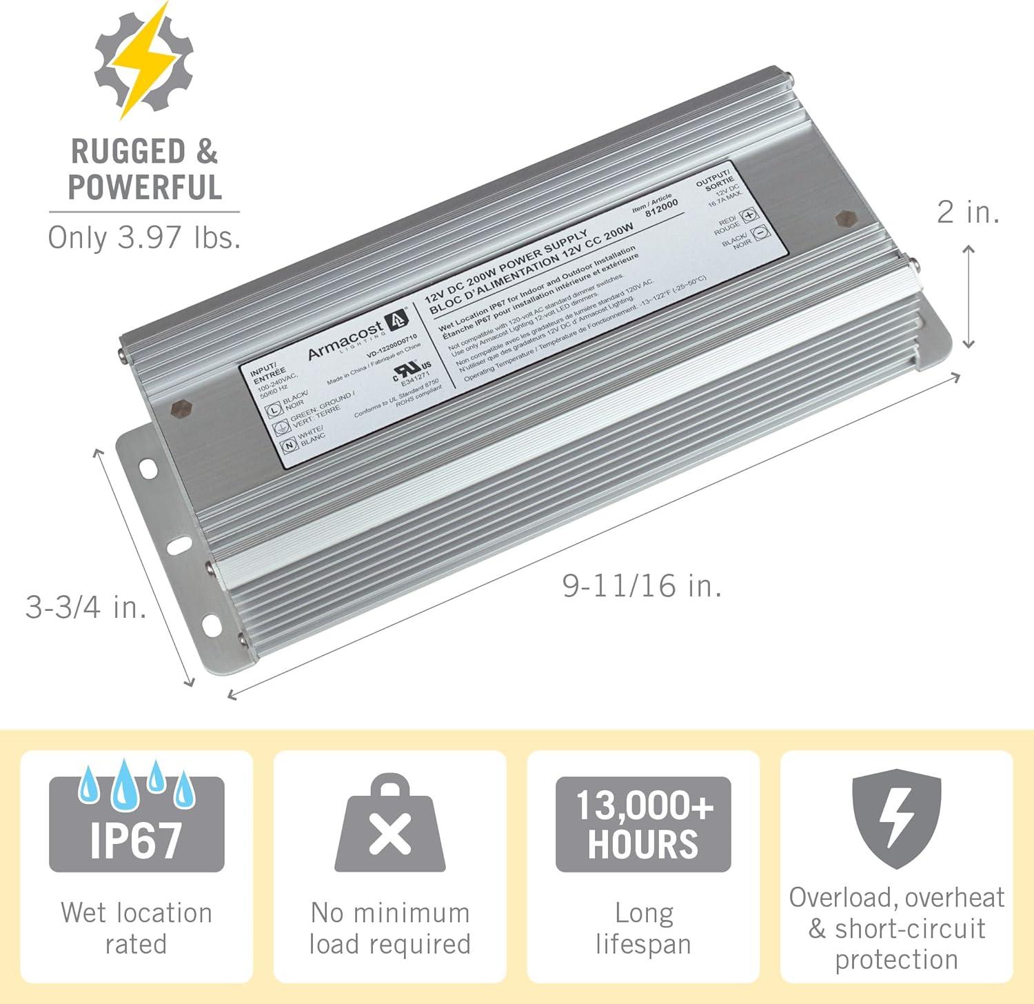 Standard Indoor/Outdoor LED Driver 12V DC, 200W