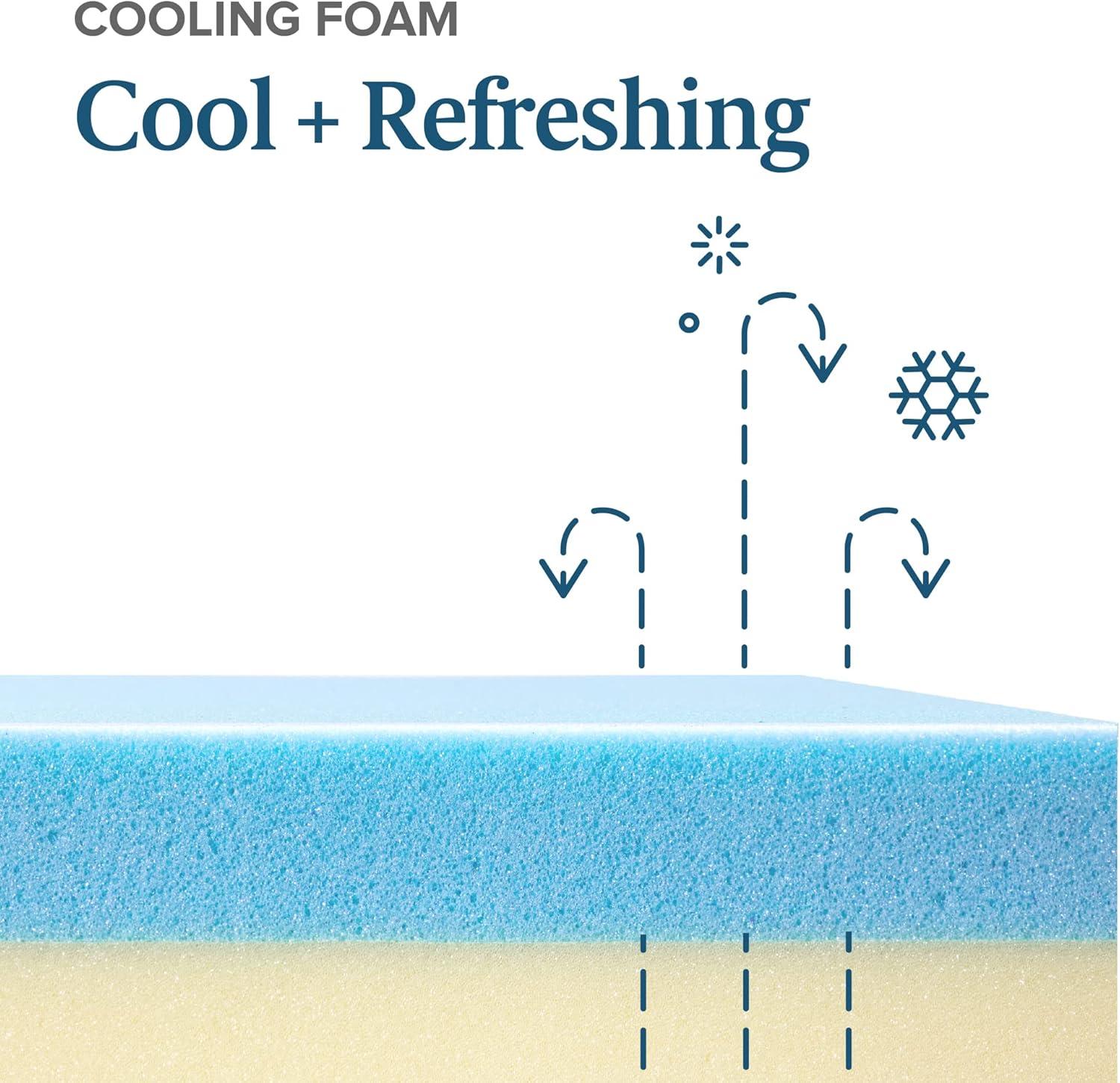 Zinus 4" Green Tea Cooling Gel Memory Foam Mattress Topper, Queen