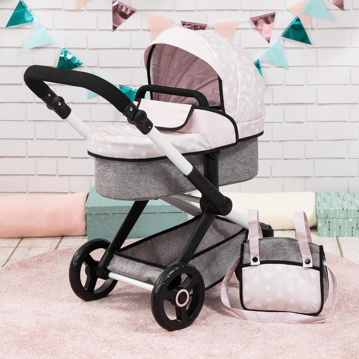 Bayer Design Convertible Doll Strollers Grey and White Stars
