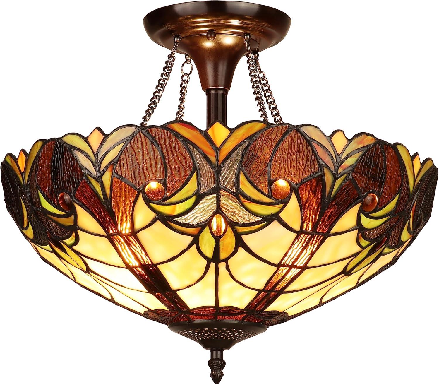 Chloe Lighting Liason Victorian-Style 2-Light Ceiling Semi-Flush Mount 16" Wide