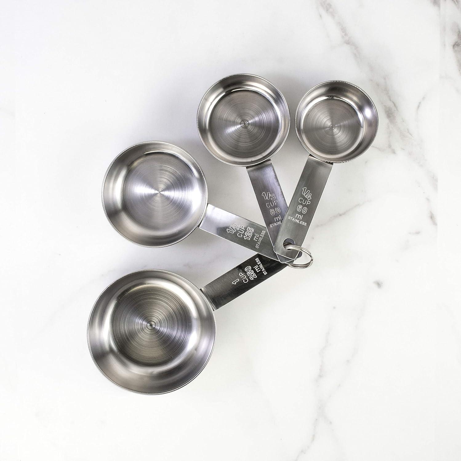 4 Piece Stainless Measuring Cup Set With Storage Ring Silver