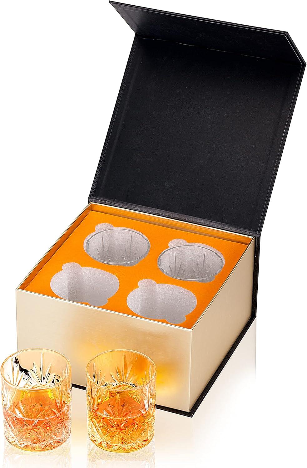 KANARS Old Fashioned Whiskey Glasses with Luxury Box - 10 Oz  Set of 4