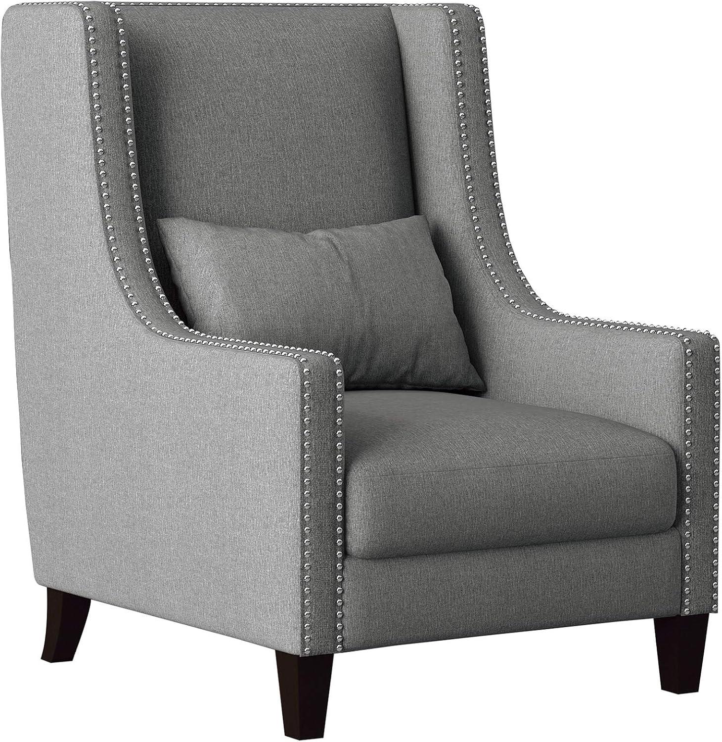 Lexicon Keller Upholstered Wingback Chair in Light Gray