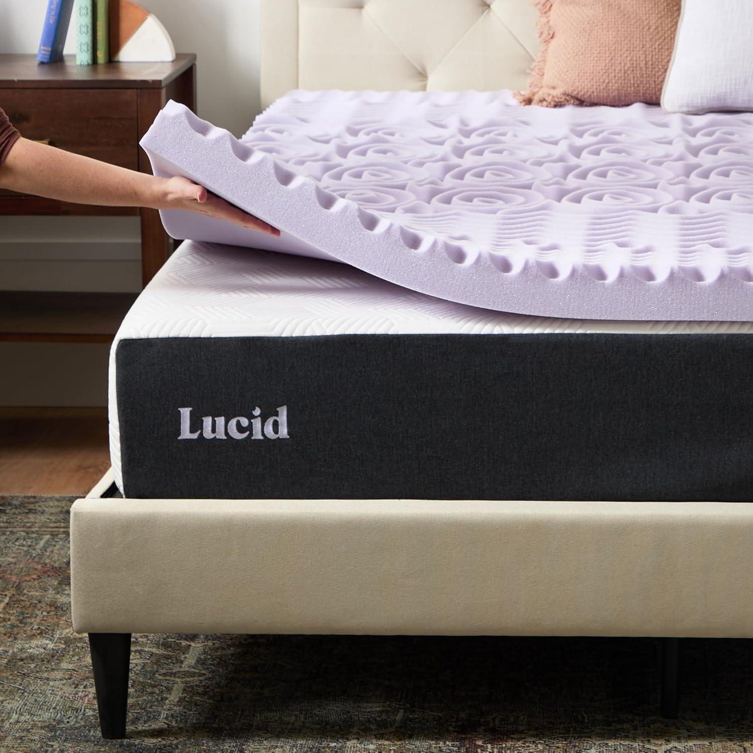 Lucid Comfort Collection 2" Zoned Lavender Memory Foam Mattress Topper
