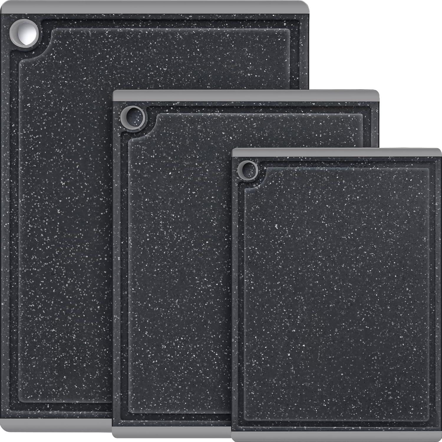 Plastic Cutting Coards For Kitchen, 3-Piece Large Cutting Board Set Dishwasher Safe Chopping Boards With Non-Slip Feet And Juice Grooves