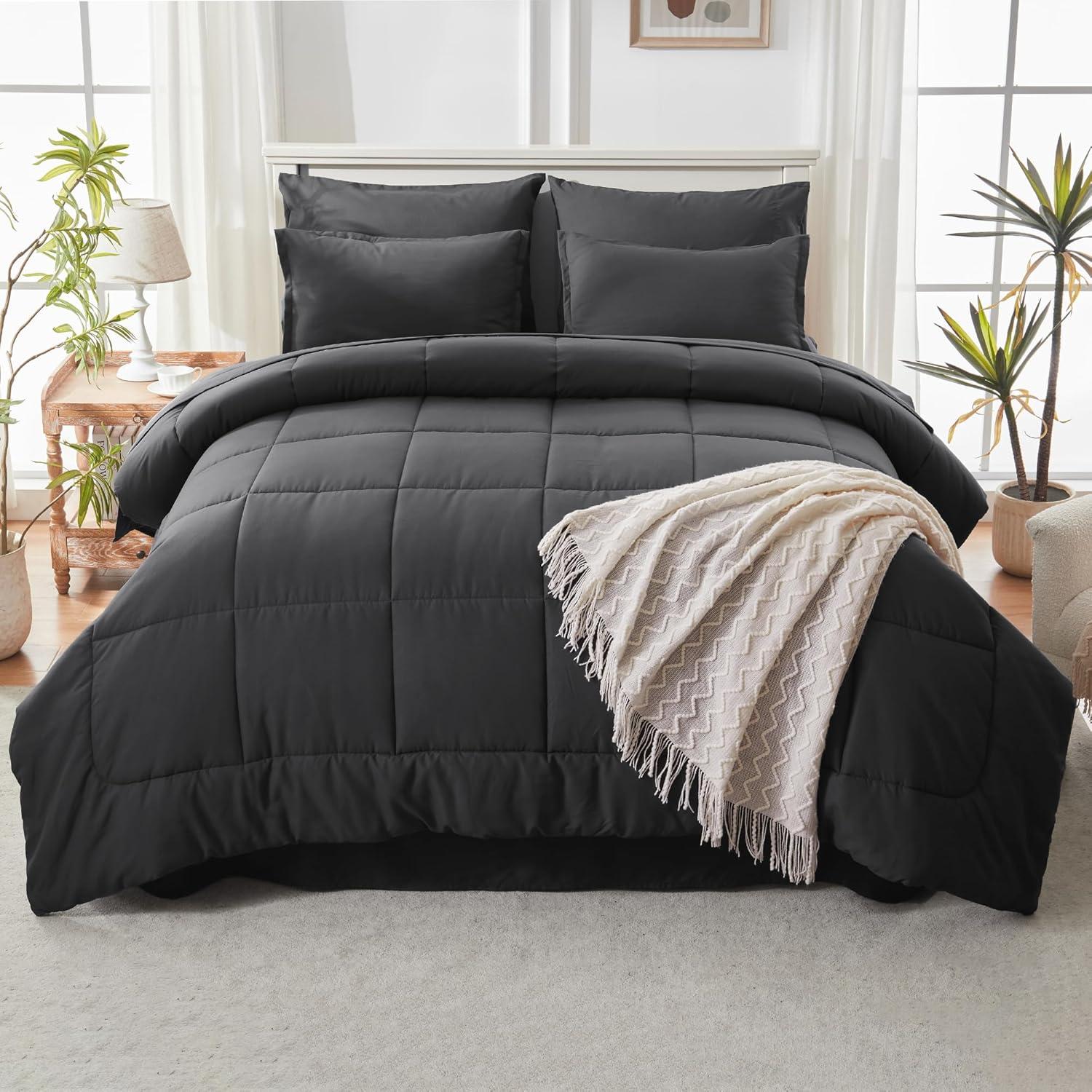 Dark Grey King Size Microfiber Bed in a Bag Set