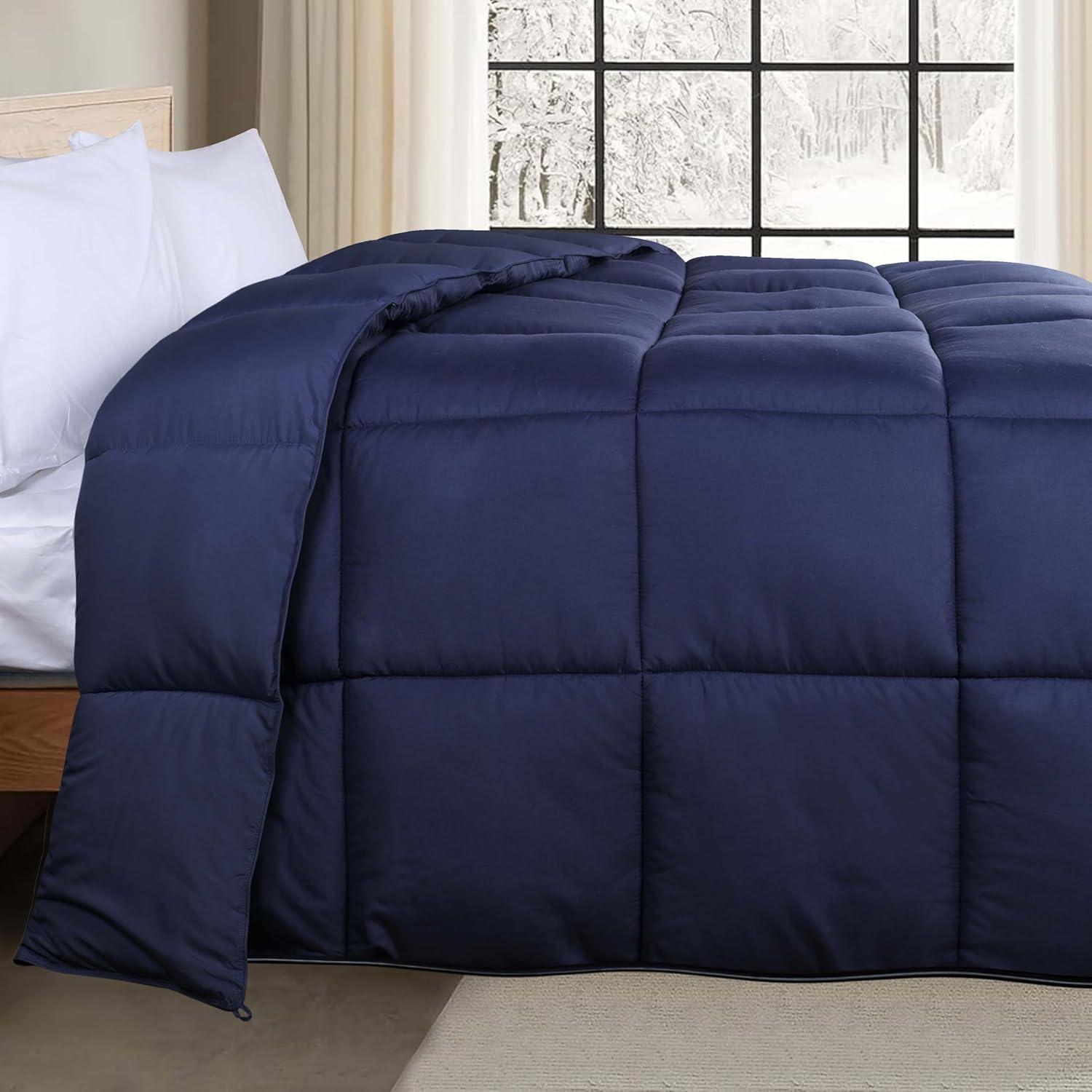 Twin XL Navy Blue Reversible Down Alternative Comforter