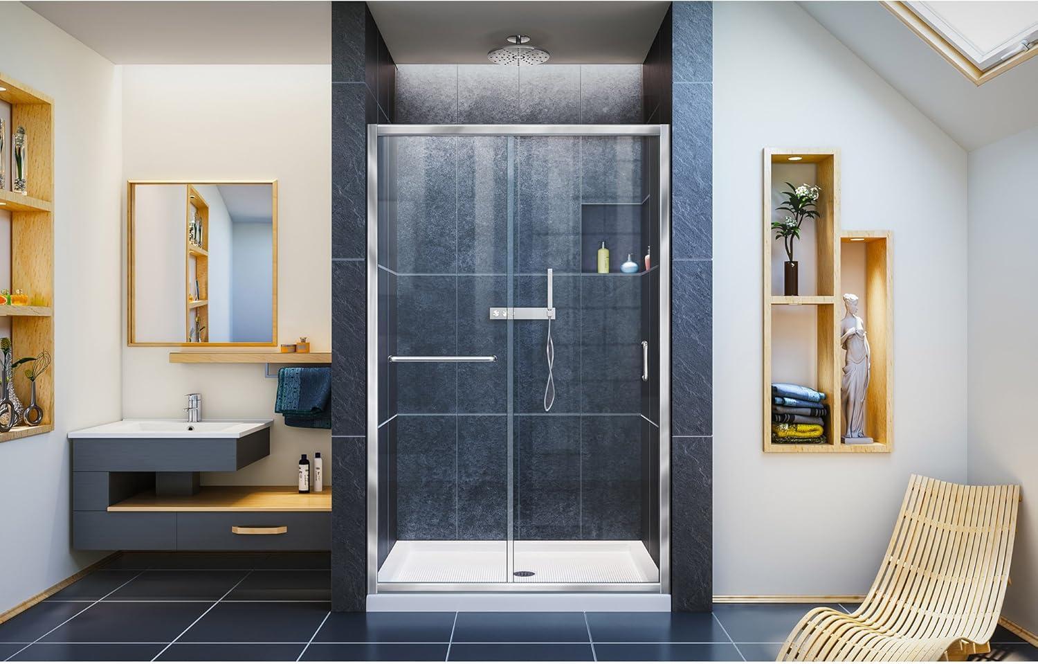 Infinity-Z 44-48" W x 72" H Single Sliding Semi-Frameless Shower Door