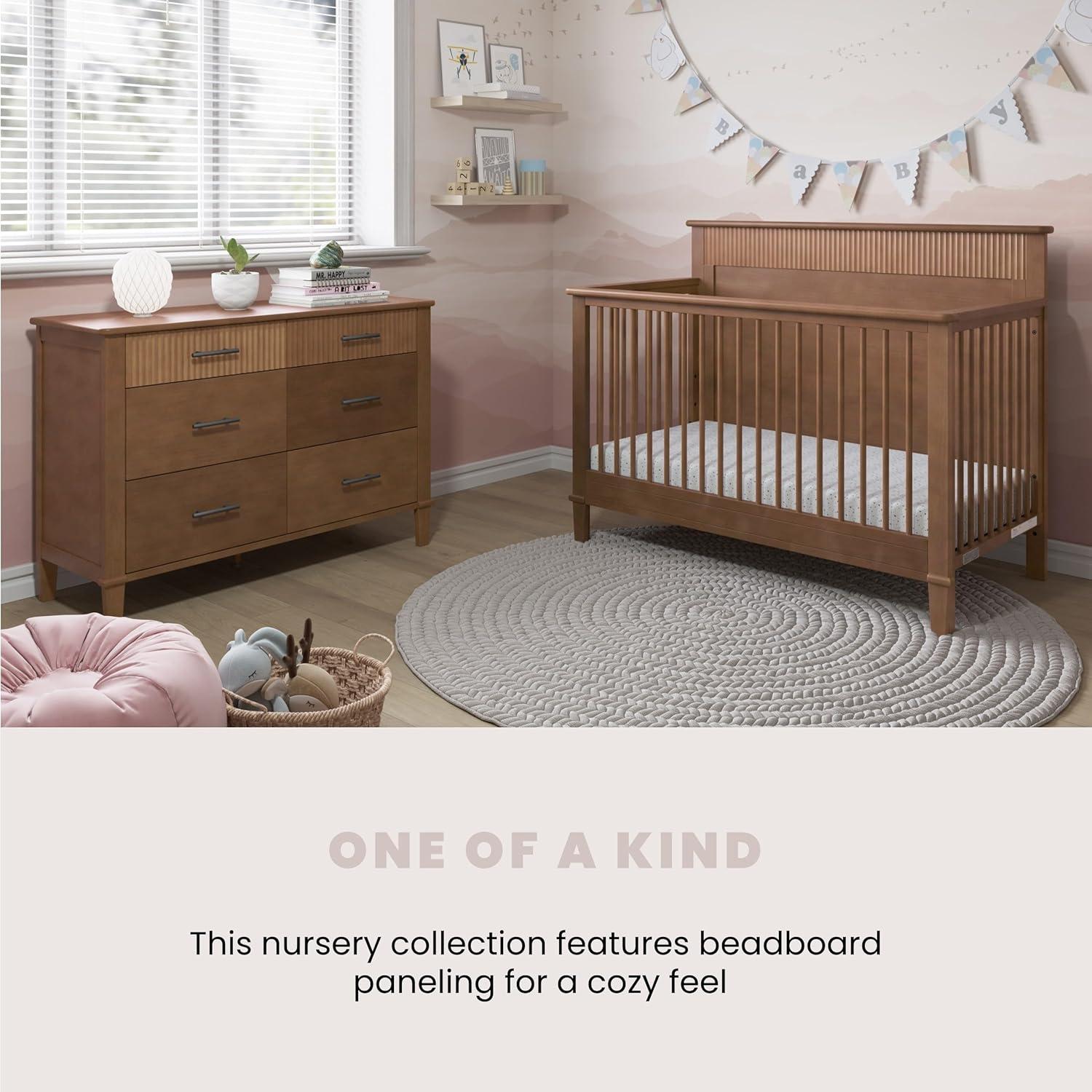 Child Craft Forte Flat-Top 4-in-1 Convertible Crib, Converts from Baby Crib to Toddler Bed and Full-Size Bed, 3 Adjustable Mattress Positions, Non-Toxic, Baby Safe Finish (Gingerbread Brown)