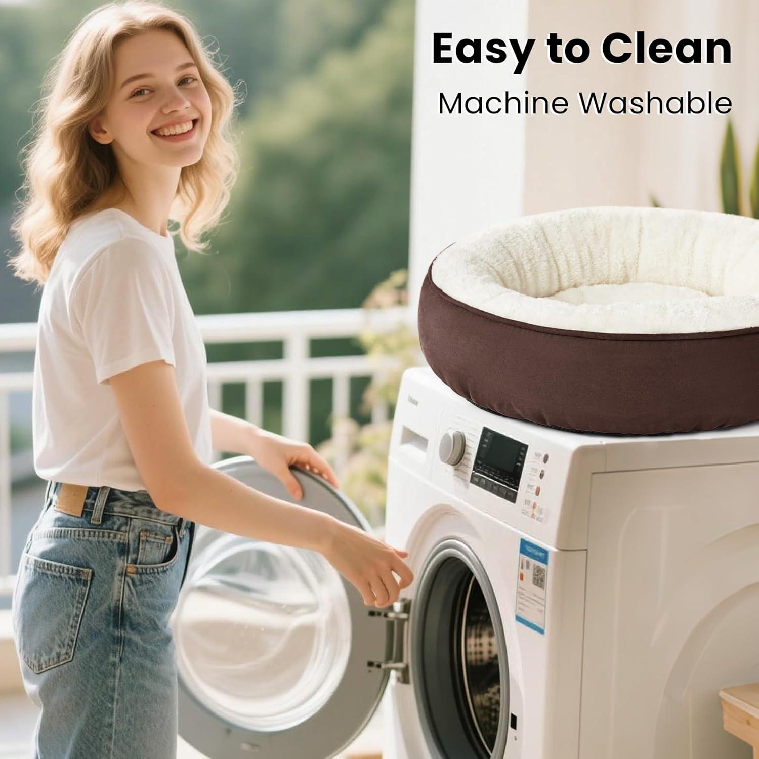 Archie & Oscar™ Round Donut Cat And Dog Cushion Bed, 20In Pet Bed For Cats Or Small Dogs, Anti-Slip & Water-Resistant Bottom, Super Soft Durable Fabric Pet Beds, Washable Luxury Cat & Dog Bed