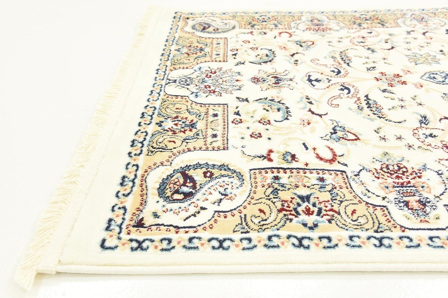 Rugs.com Rabia Collection Rug – 3' x 5' Ivory Low Rug Perfect For Entryways, Kitchens, Breakfast Nooks, Accent Pieces