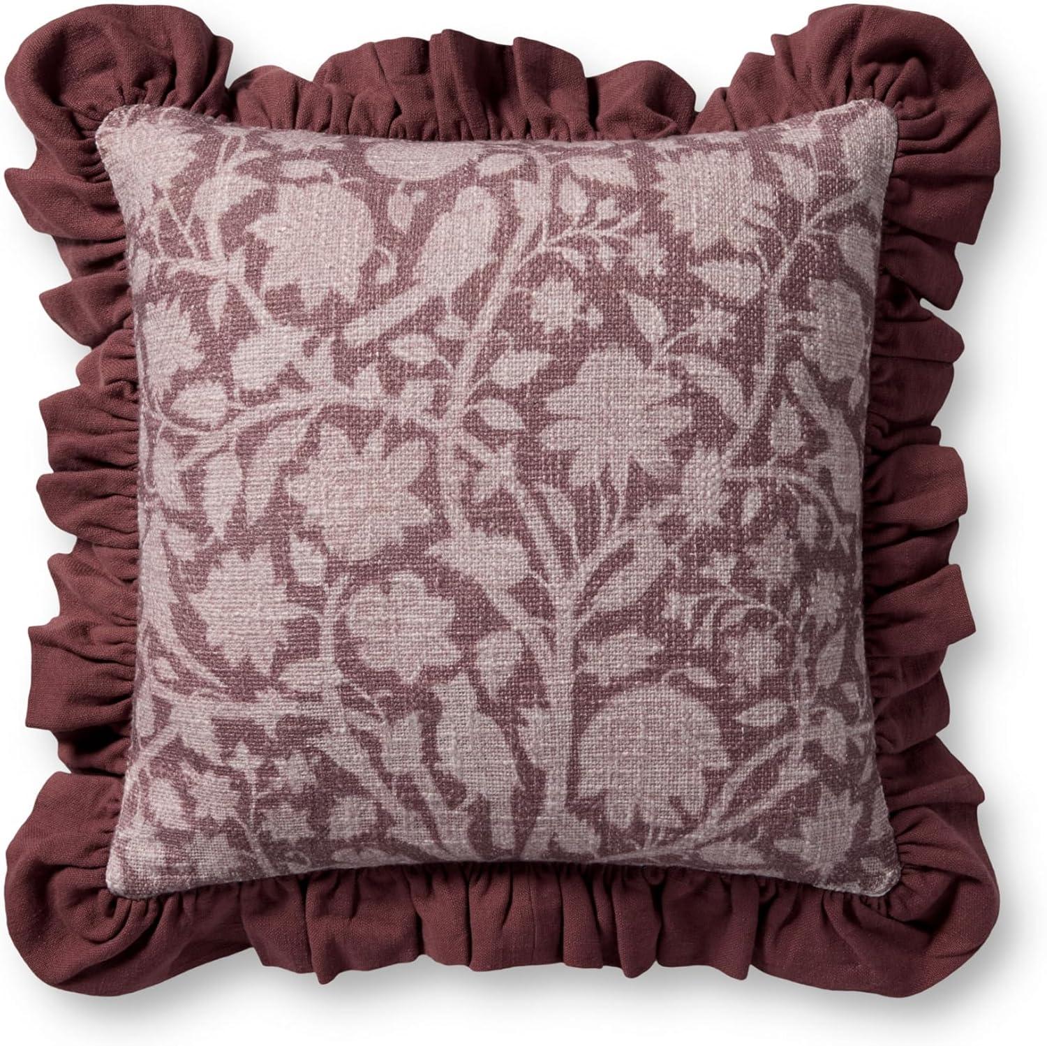 Kathleen Pillow by Chris Loves Julia x Loloi - Wine / 18" x 18" / Polyester