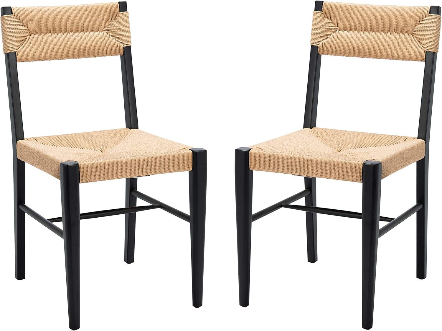 SAFAVIEH Couture Cody Coastal Rattan Solid Dining Chair, Natural (Set of 2)