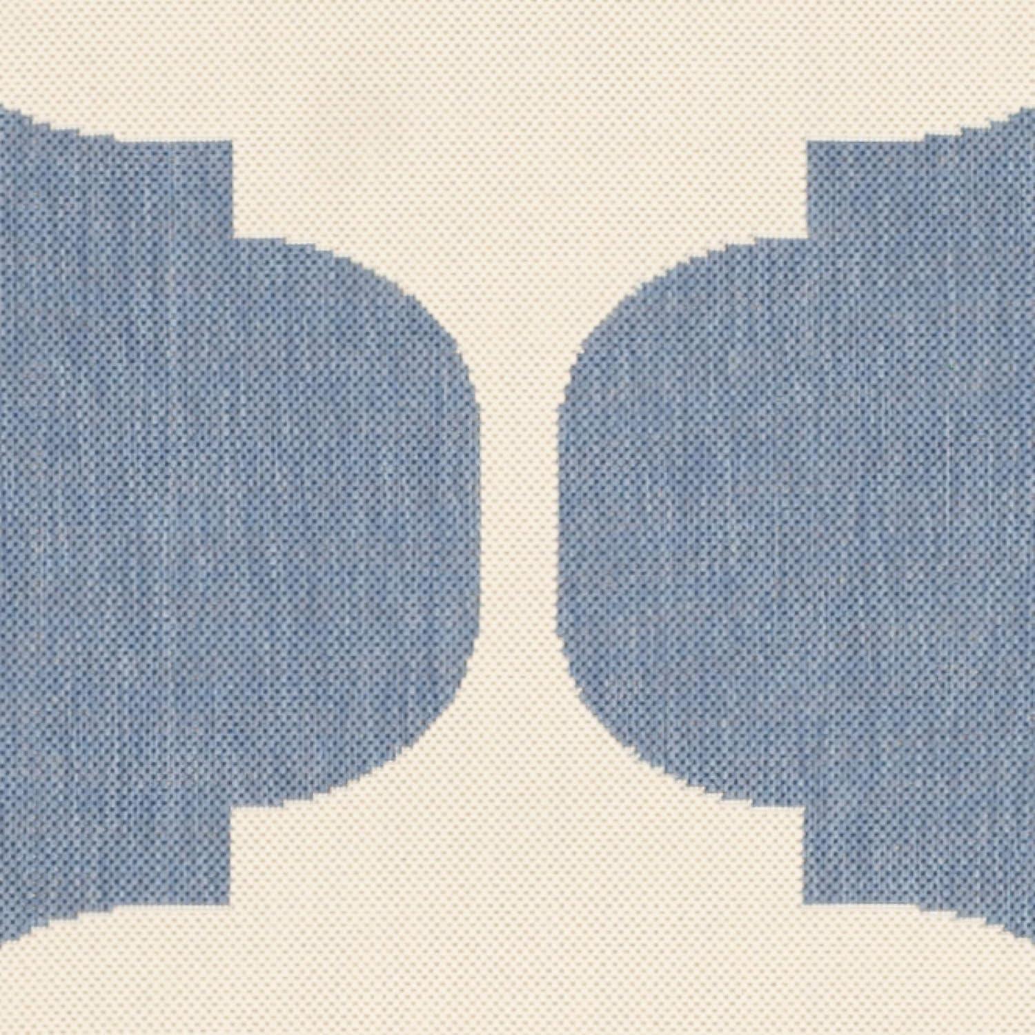 SAFAVIEH Courtyard Elwyn Geometric Indoor/Outdoor Area Rug, Beige/Blue, 9' x 12'