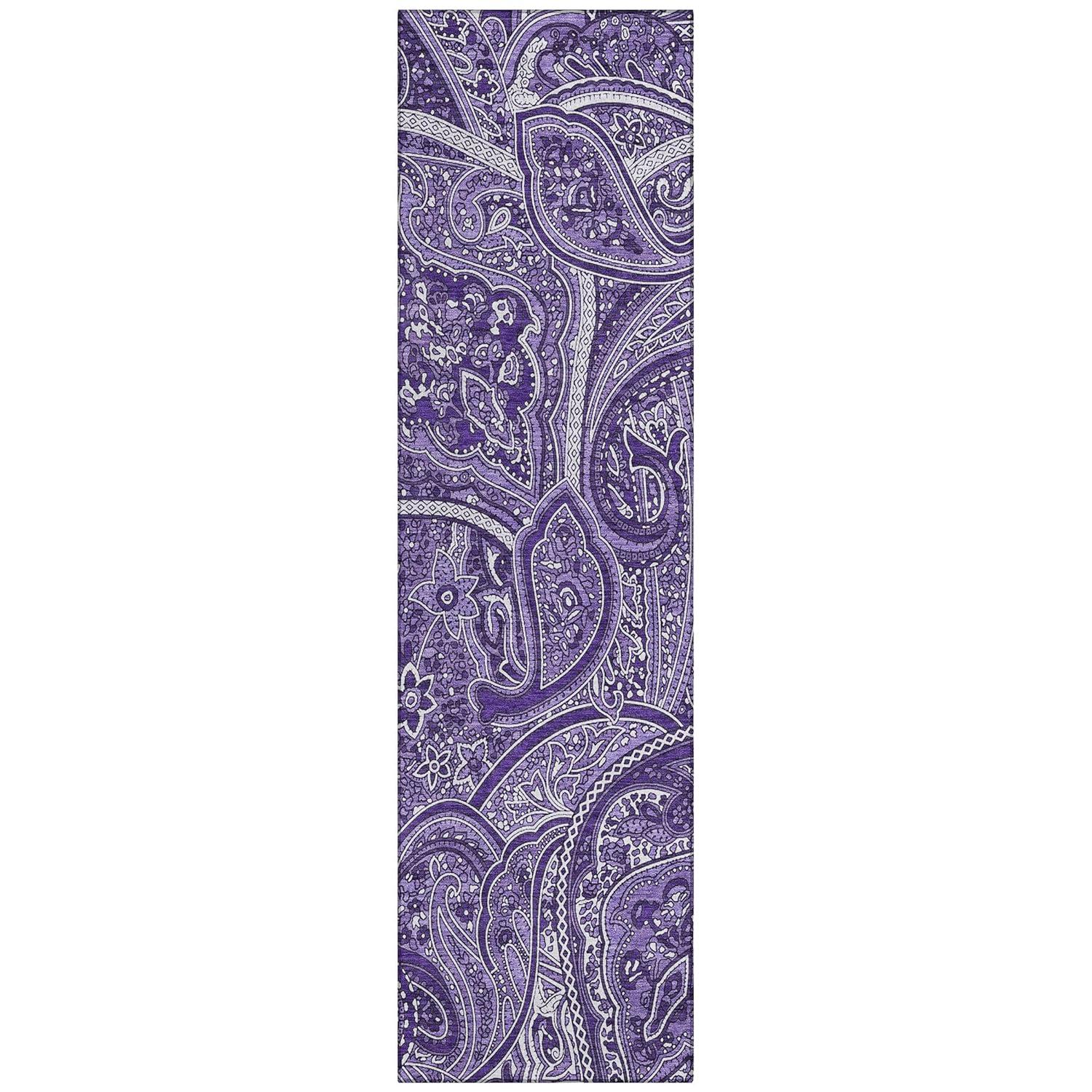 Addison Rugs Chantille ACN623 Purple 2'3" x 7'6" Indoor Outdoor Hallway Runner Rug, Stain Resistant Washable Kitchen Area Carpet for Bathroom, Laundry and Bedroom Rug