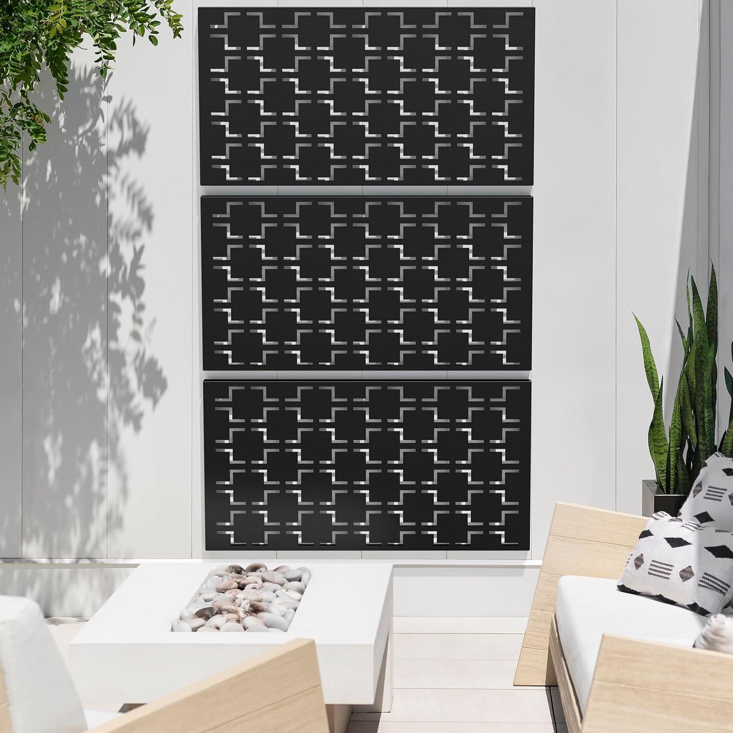 Black Durable Plastic Folding Privacy Screen Panels