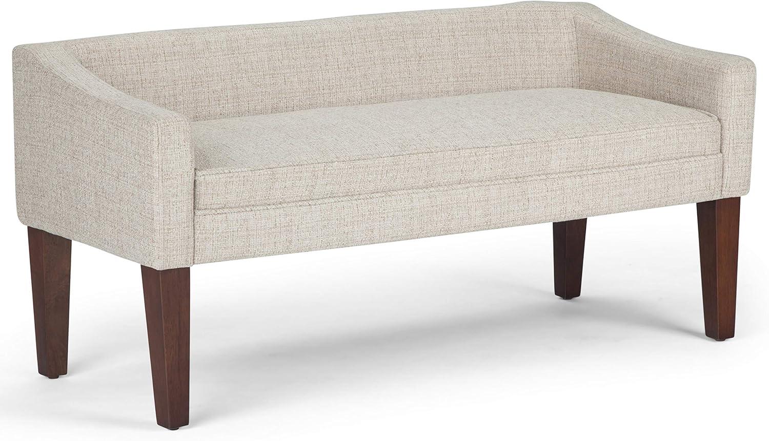 Platinum Upholstered Bench with Low Back and Swooped Arms