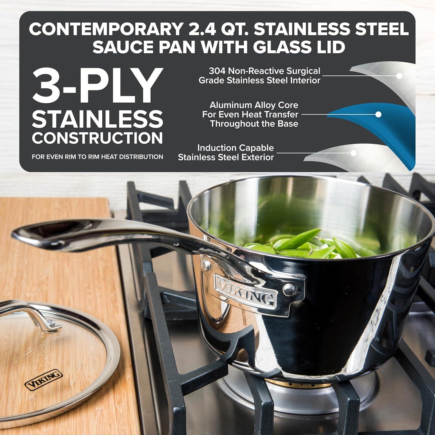 Viking Viking Contemporary 3-Ply Sauce Pan with Glass Lid