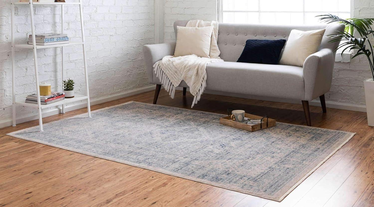 Noble Gray Rectangular Easy-Care Synthetic Area Rug