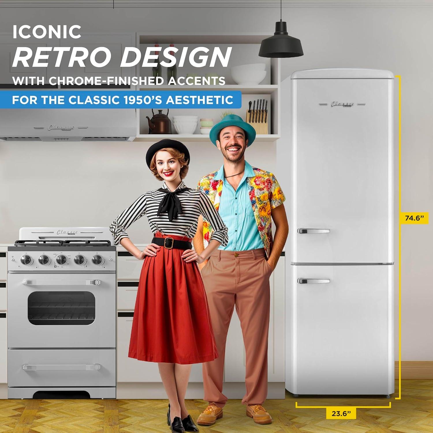 Unique Appliances Classic Retro 23.6" Frost-Free 11.7 cu. ft. Energy Star Certified Bottom Freezer Refrigerator UGP-330L W AC