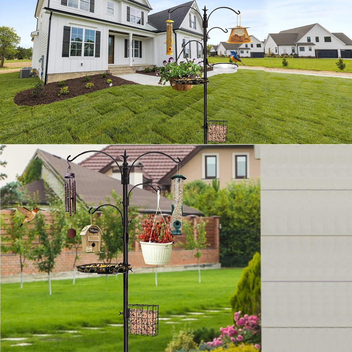 Ashman Online Deluxe Rustproof Bird Feeding Station with Suet Cage, Water Dish, Hanging Kit, Black