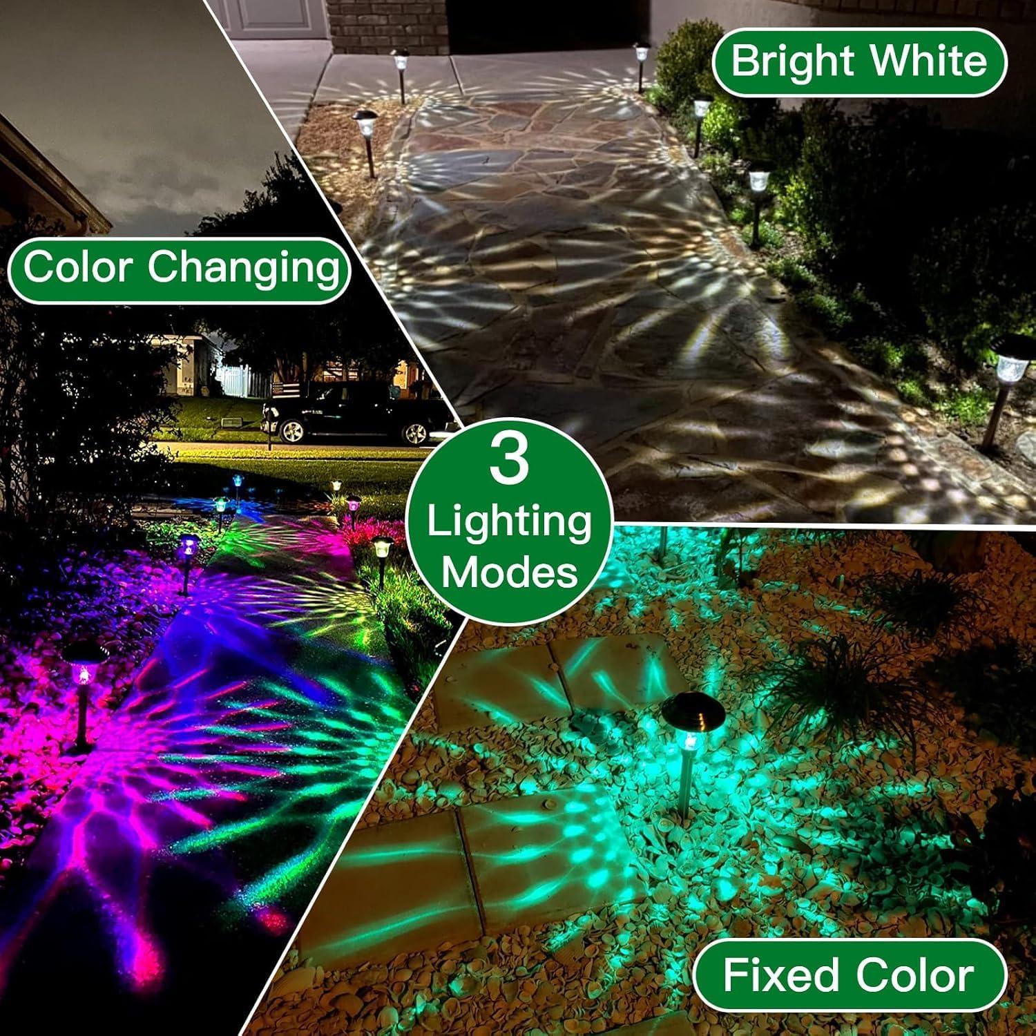 Beau Jardin 8 Pack Solar Pathway Lights with Glass LED