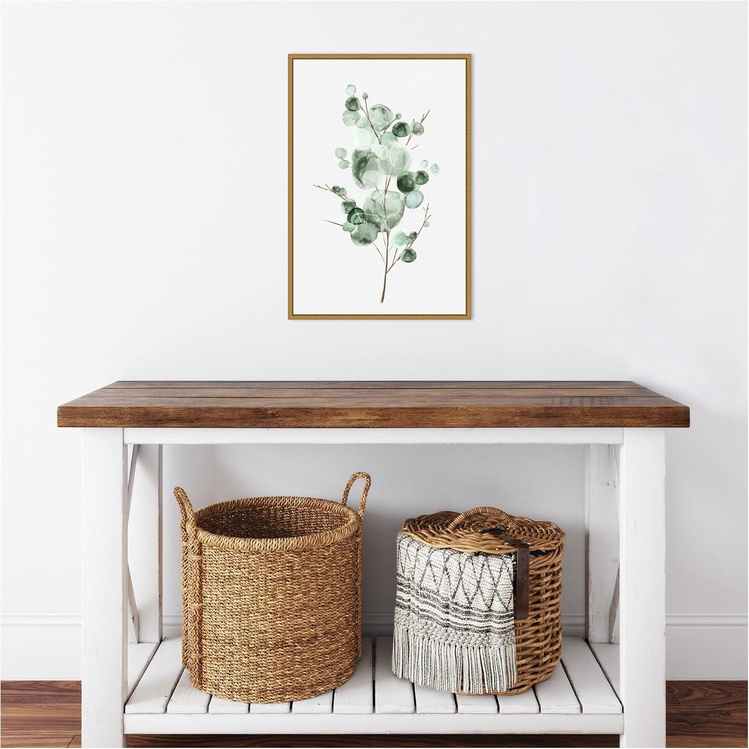 Modern Gold Framed Botanical Eucalyptus Canvas Print