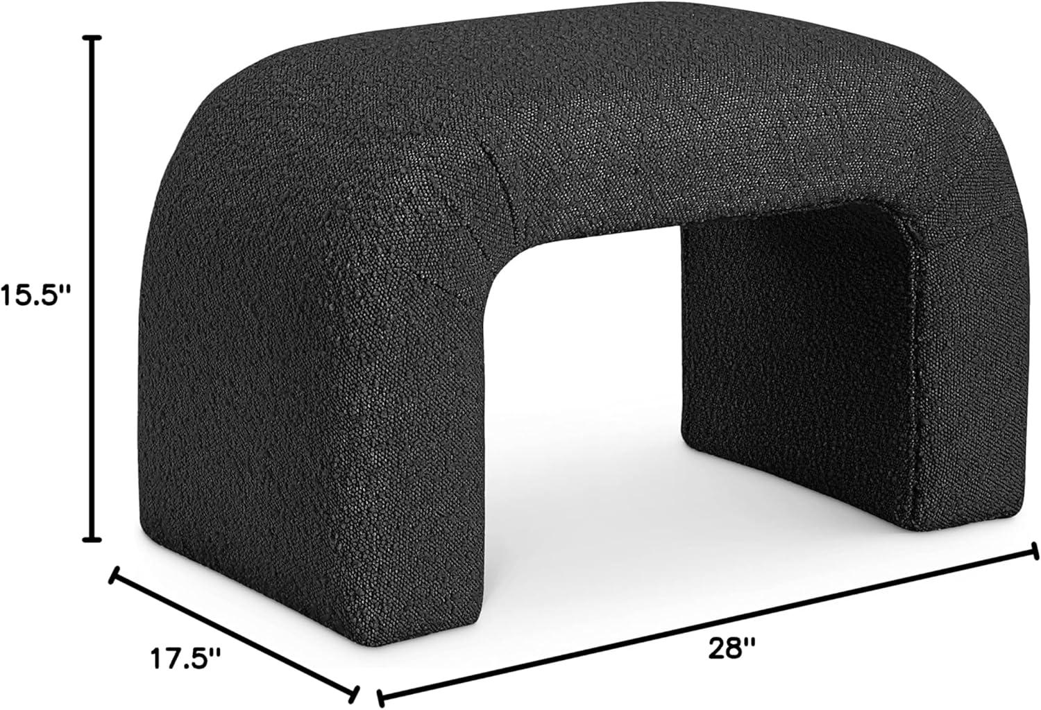 Meridian Furniture Niagara Black Boucle Fabric Bench