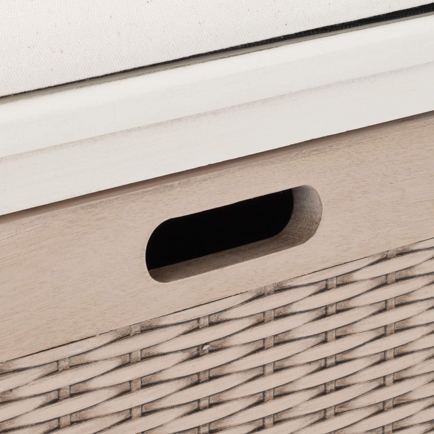 Landers 2 Drawer/Cushion Storage Bench - Distressed White - Safavieh