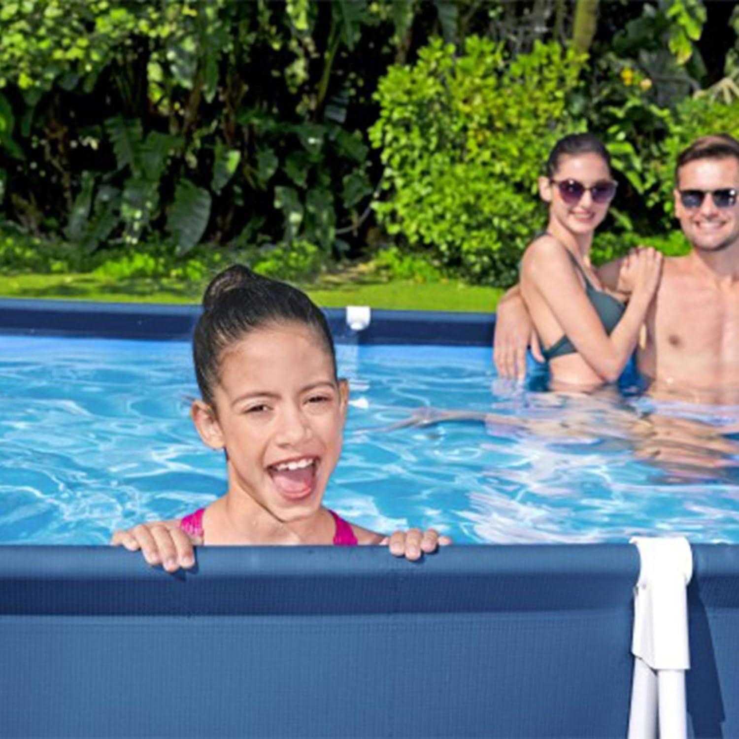 Bestway Steel ProRectangular Metal Frame Above Ground Outdoor Backyard Swimming Pool