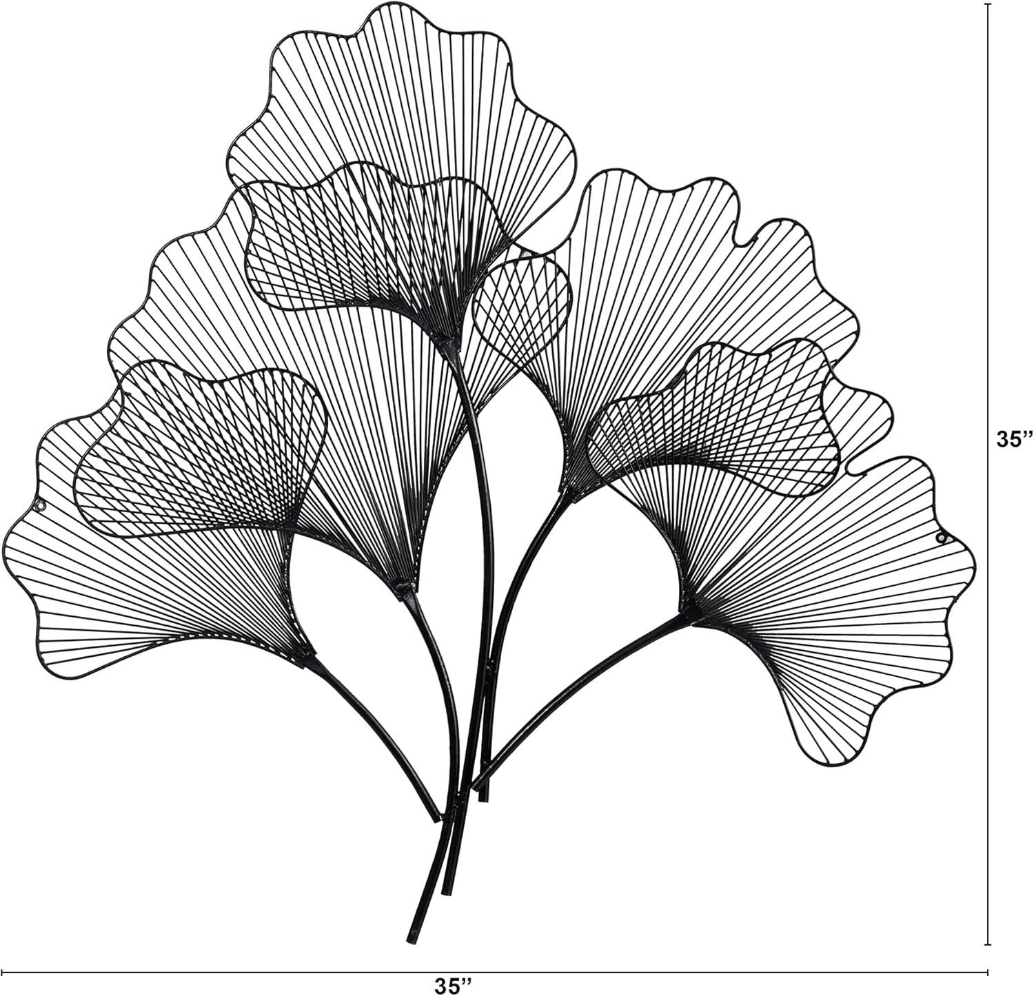 HomeStock Asian Allure 35In. Modern Ginkgo Leaf Metal Wall Art Decor