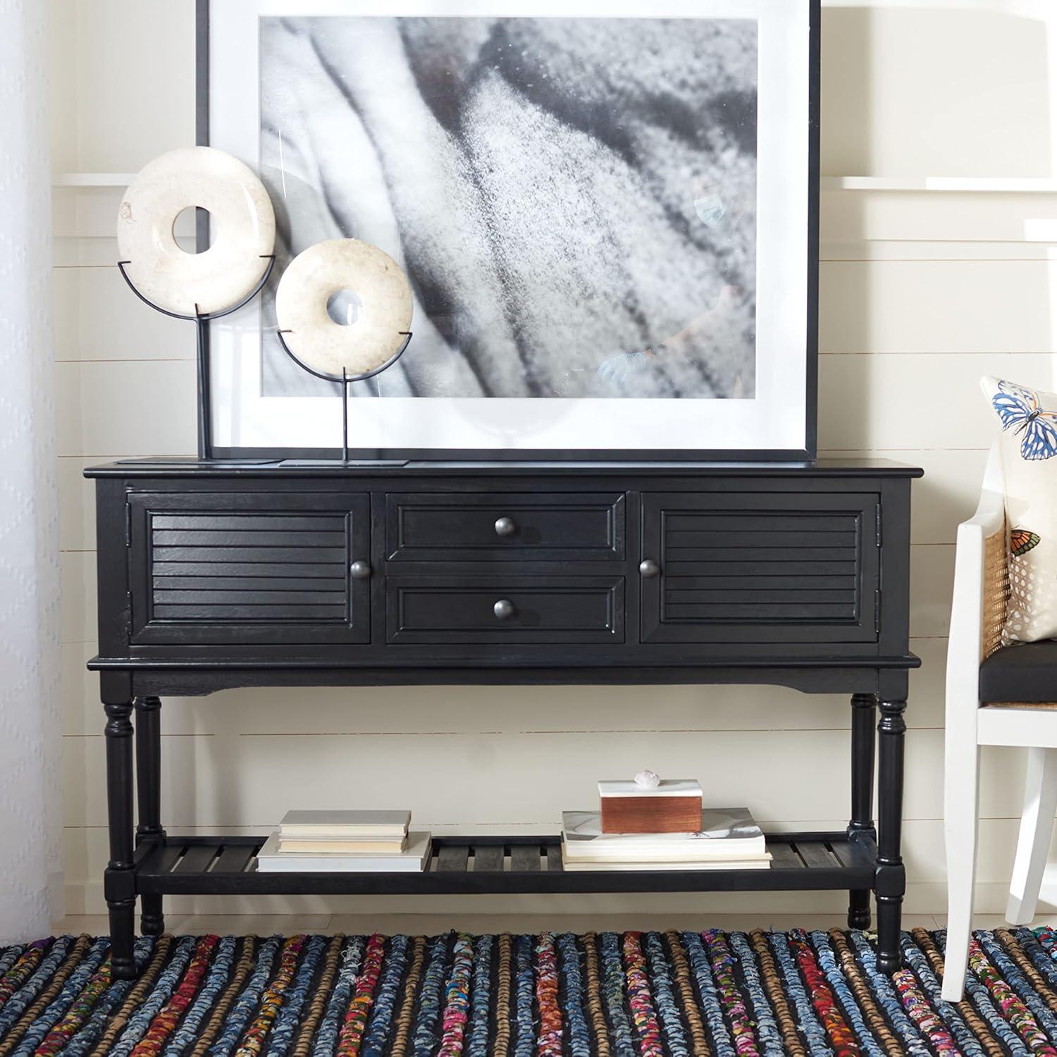 Tate 2 Drawer 2 Door Console Table - CNS5722B - Black - Safavieh