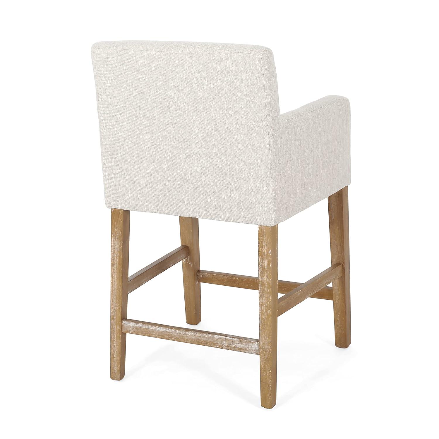 Christopher Knight Home Chaparral Contemporary Fabric Upholstered Wood 26 inch Counter Stools (Set of 2), Beige and Weathered Natural