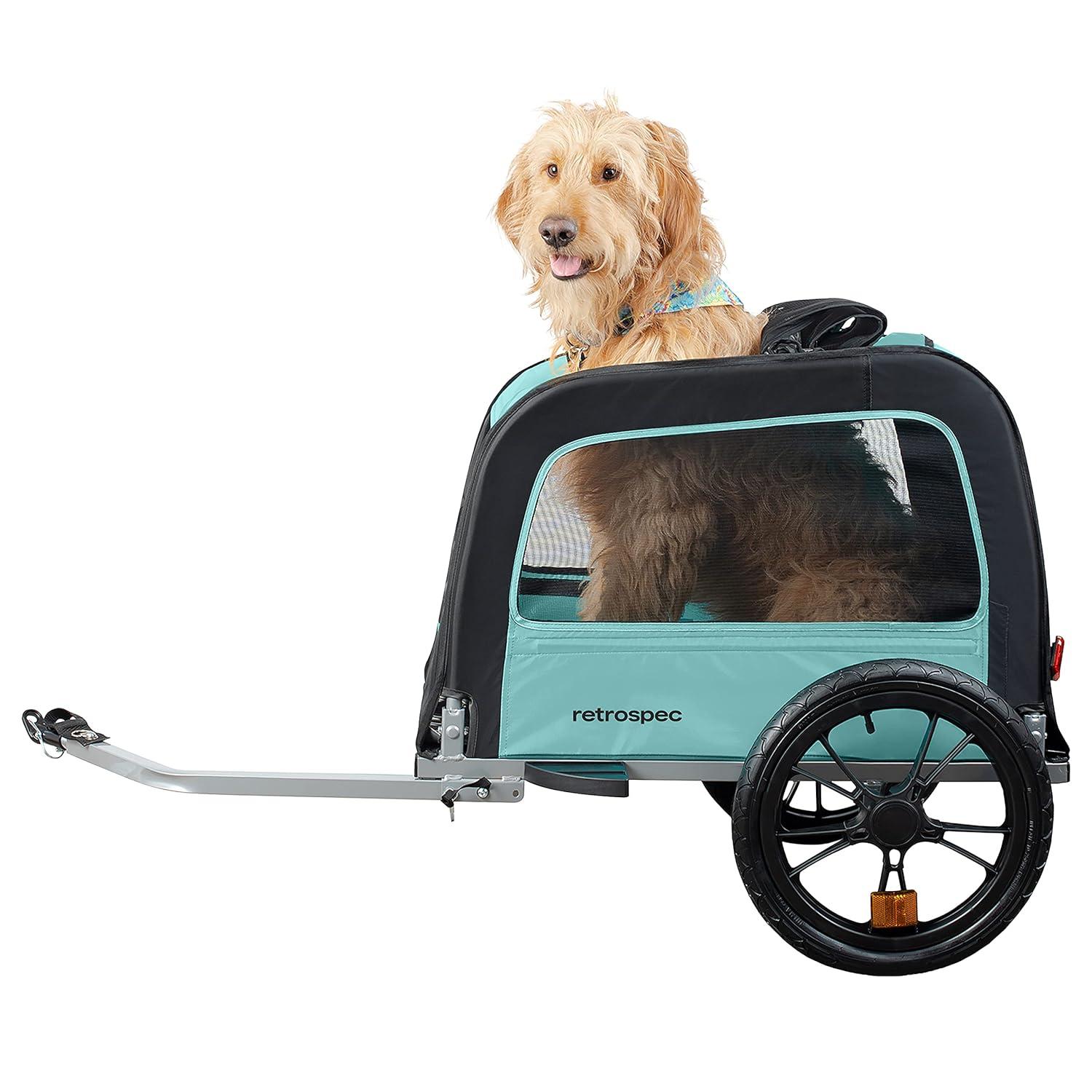 Retrospec Rover Waggin' Pet Bike Trailer - Small & Medium Sized Dogs Bicycle Carrier - Foldable Frame with 16 Inch Wheels - Non-Slip Floor & Internal Leash