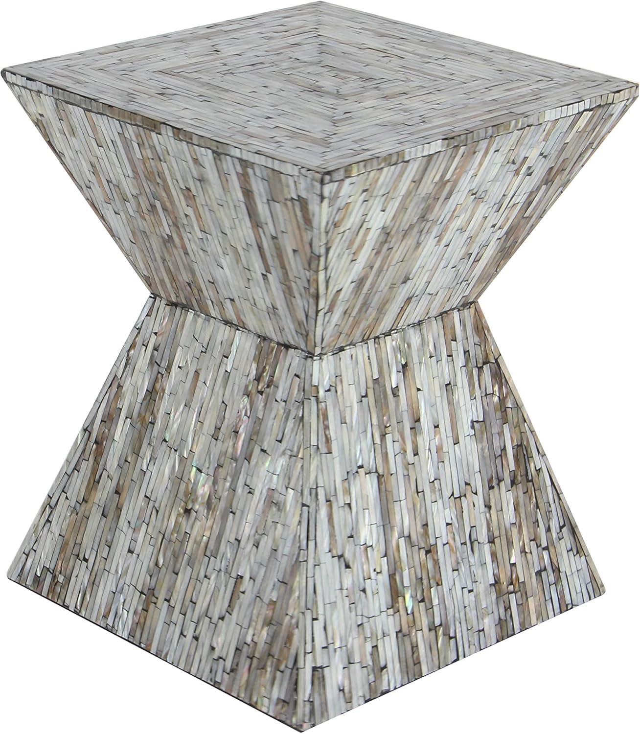 Shell Inlaid Wooden Accent Table Black - Olivia & May